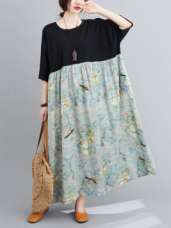Original Floral Round-Neck Dress