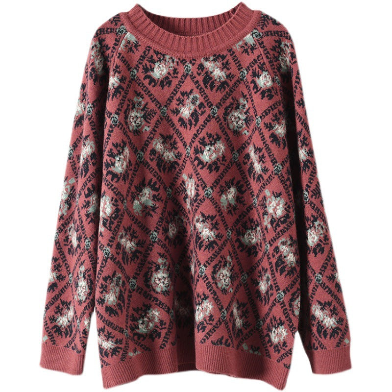 Retro Loose Jacquard Knitted Sweater