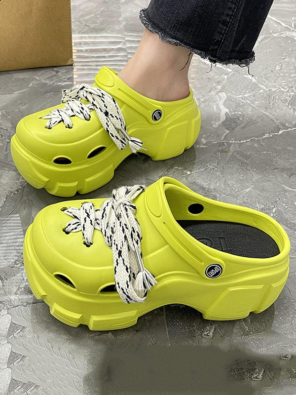 Hollow Round-Toe Slider Sandals Platform Shoes Crocs