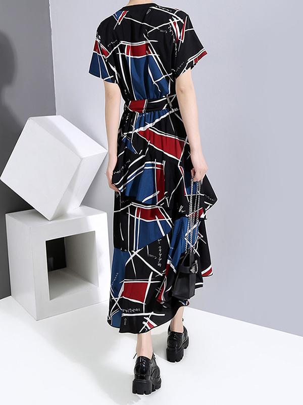 Loose Floral A-Line Stratified Long Dress