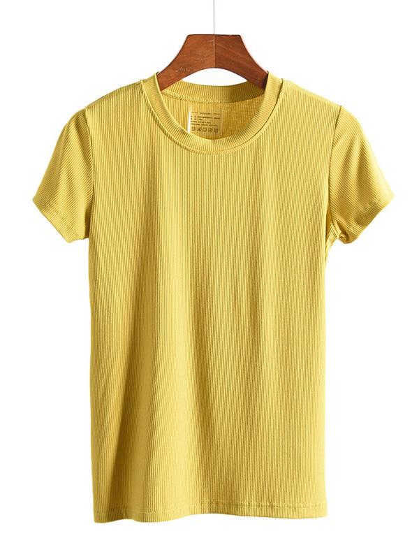 Solid Color Round Neck T-Shirt