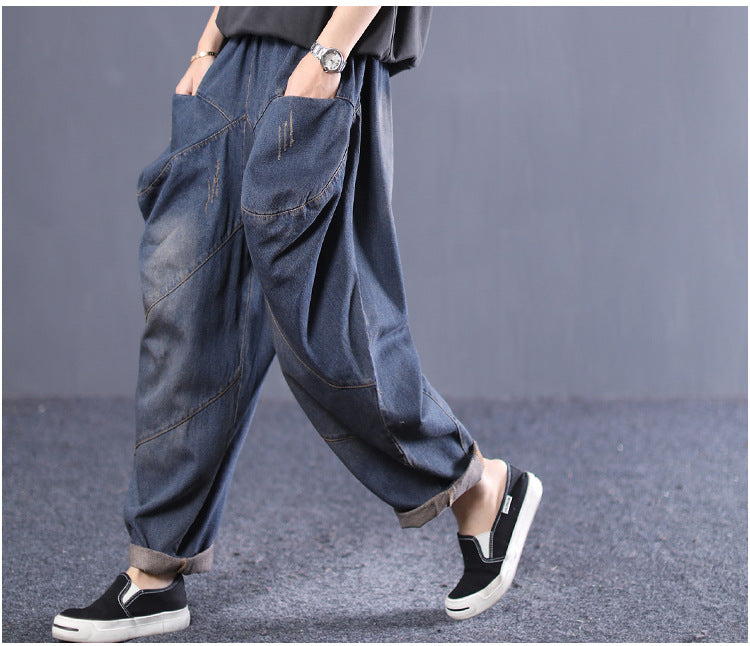 Retro Loose-Fitting Irregular Jeans Pants