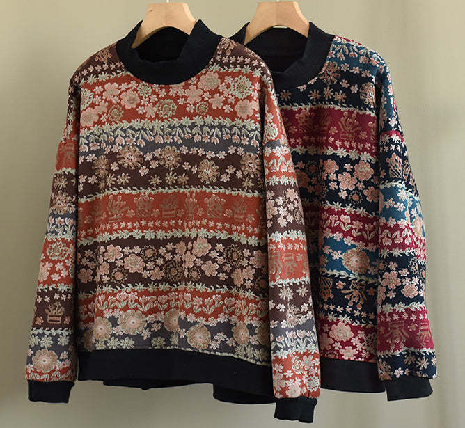 Printed Half Turtleneck Pullover Sweater