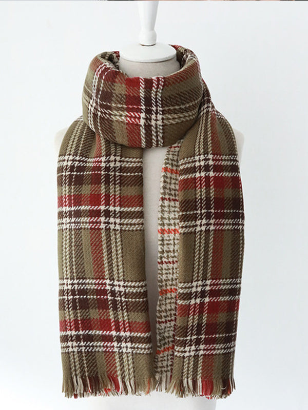 Women Christmas Plaid Retro Scarf