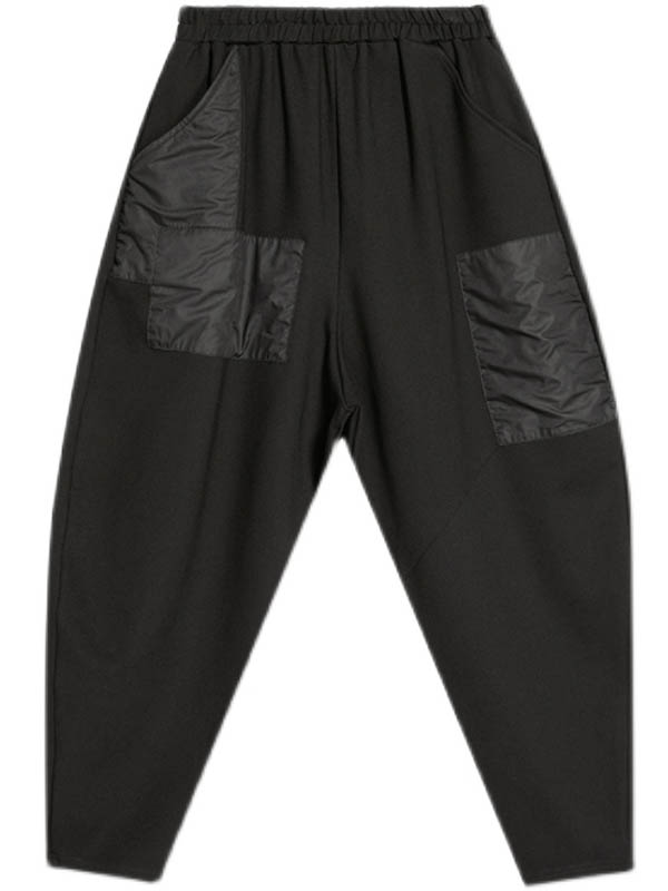 Original Asymmetric Split-Joint Patch Pocket Harem Pants