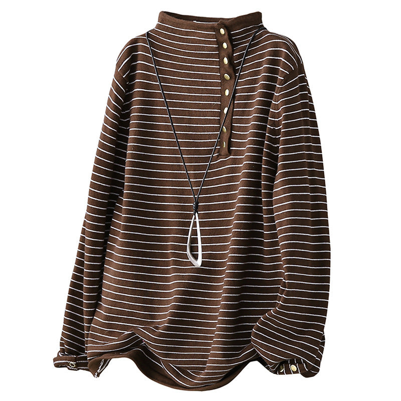 Retro Striped Stand Collar Sweatshirt