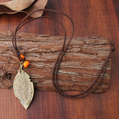 Alloy Leaf Shape Pendant Necklace