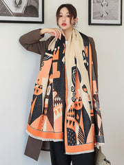 Retro Printed Reversible Warmer Scarf&Shawls