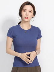 Solid Color Round Neck T-Shirt