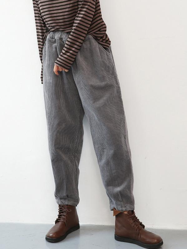 3 Colors Corduroy Pocket Harem Pants