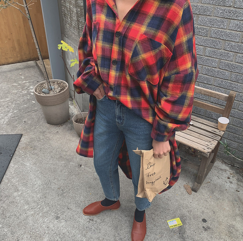 Plaid Long Sleeve Shirt Dress