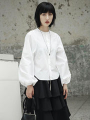 Roomy Puff Sleeve White Shirt