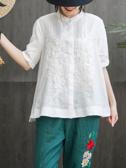 Comfortable Cotton A-line Embroidered Blouses