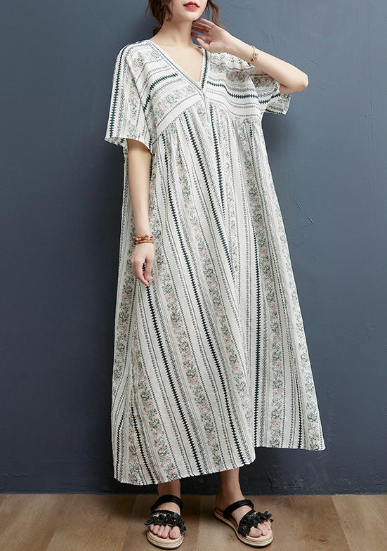 Bohemian Vintage Print V-Neck Dress