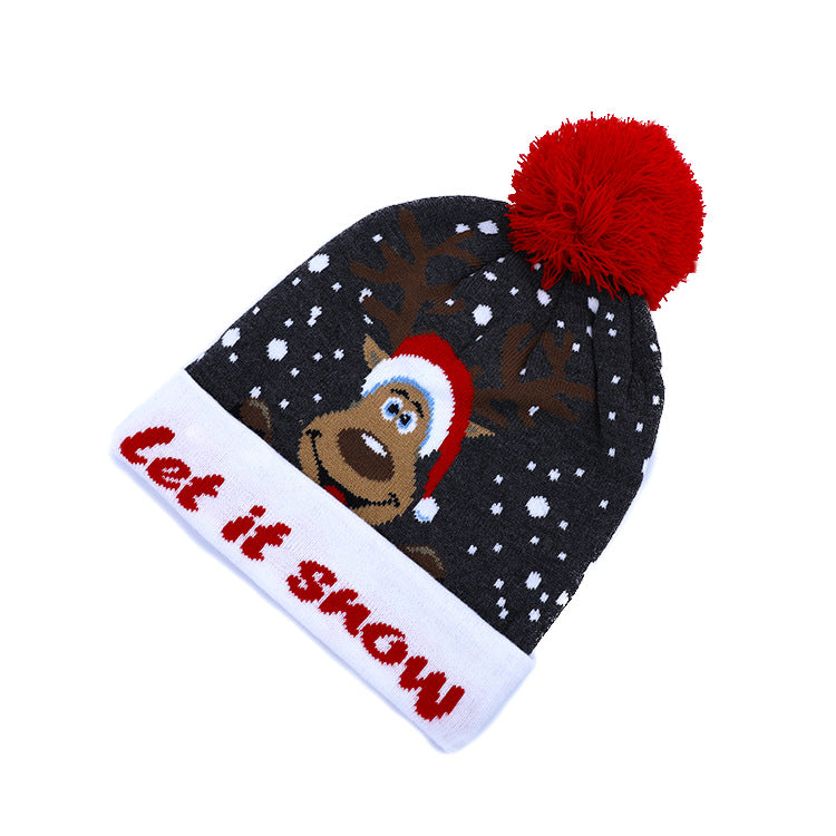 Christmas Elk Jacquard Warmer Knitted Hat