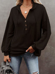 Casual Loose-Fitting Solid Color Hoodie