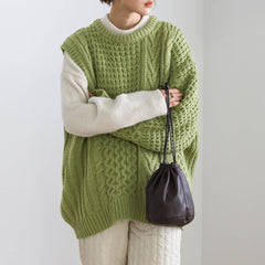 Solid Color Round Neck Knitted Sweater