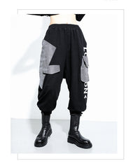 Splicing Print Casual Elastic Waist Pants