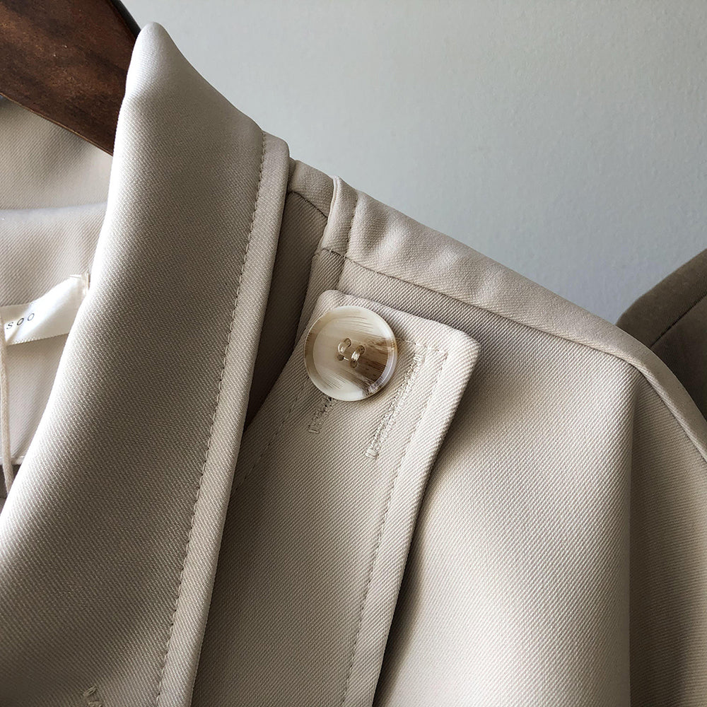 Windbreaker 2-Piece Suit Temperament Loose Belted Jacket