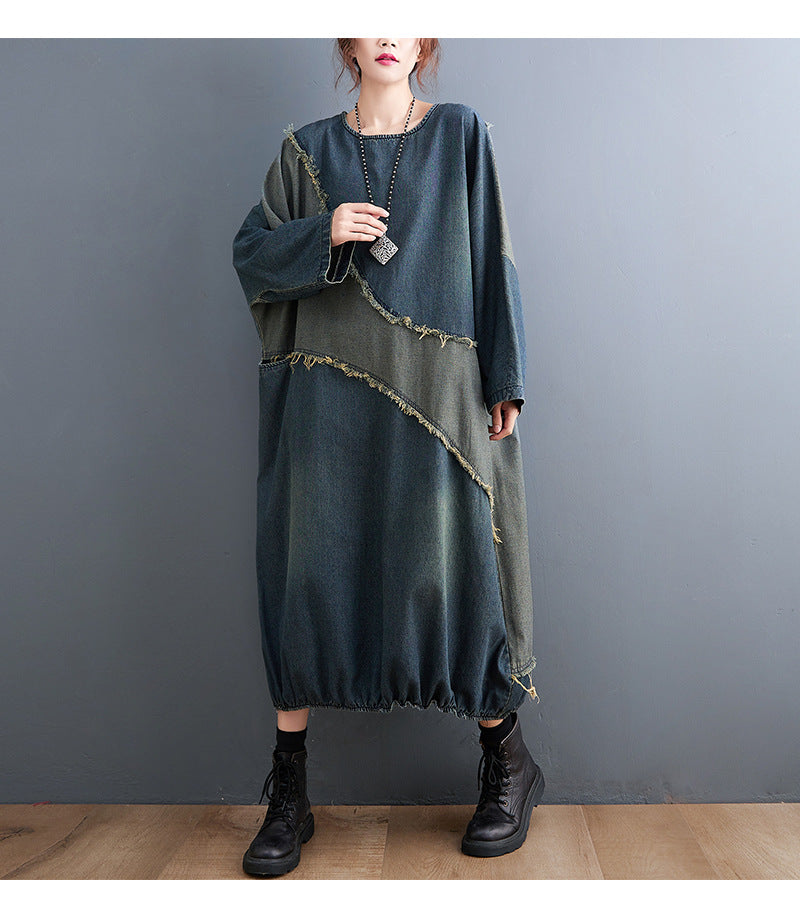 Collision Color Splicing Loose Midi Dress