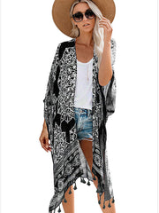 Casual Beach Printed Tassel Cardigan Outwear