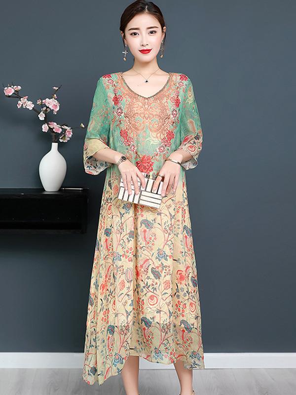 Retro Silk Soft Long Dress