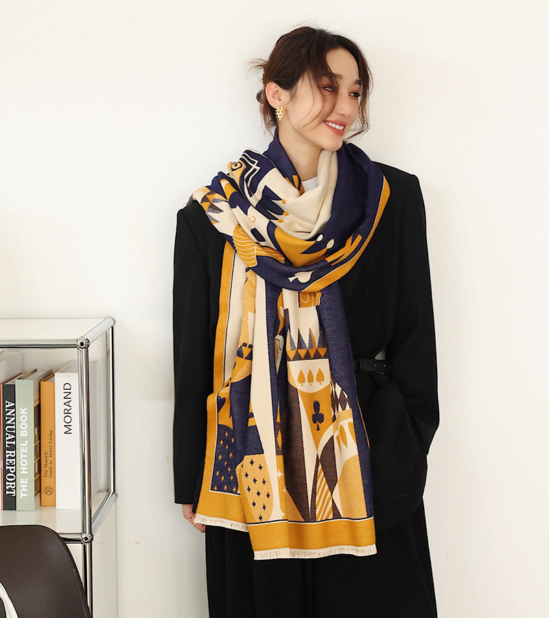 Retro Printed Reversible Warmer Scarf&Shawls