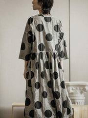 Loose Polka-dot Hemline Midi Dress