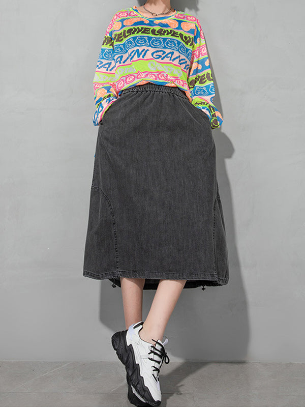 A-line Casual Summer Denim Skirt