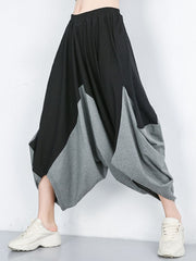 Roomy Wide Leg Contrast Color Elasticity Split-Joint Casual Pants Bottoms