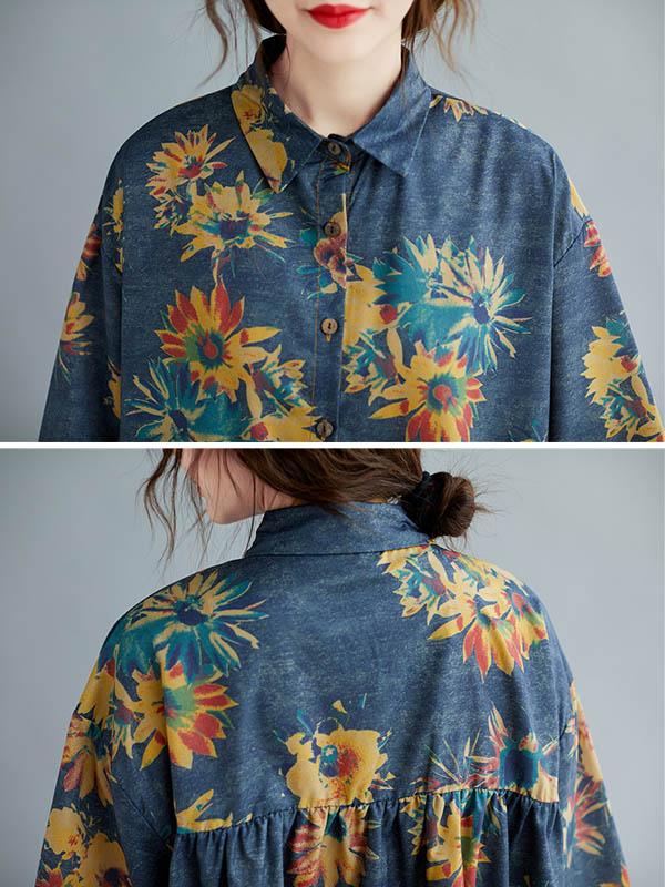 Casual Floral Shirt Blouse Tops+Harem Pants Suits