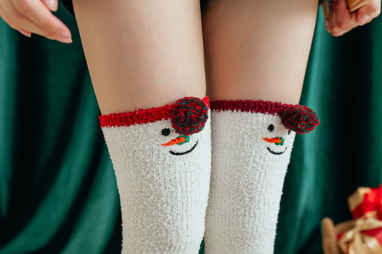 Christmas Lovely Cartoon Coral Fleece Stockings