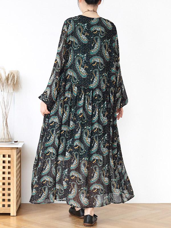 Loose Light Soft Holiday Floral Long Dress