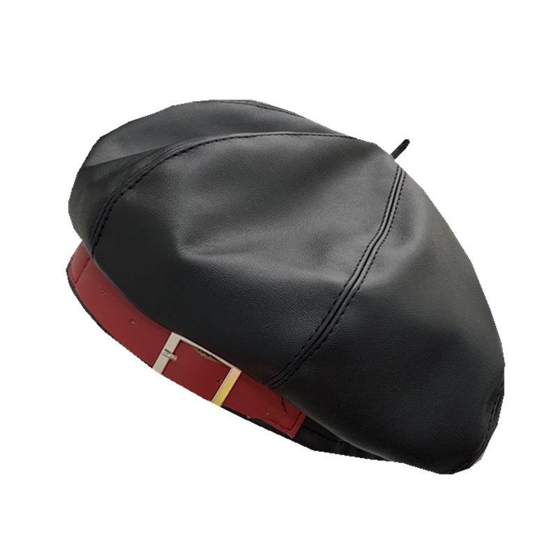 Vintage Leather Buckle Casual Beret