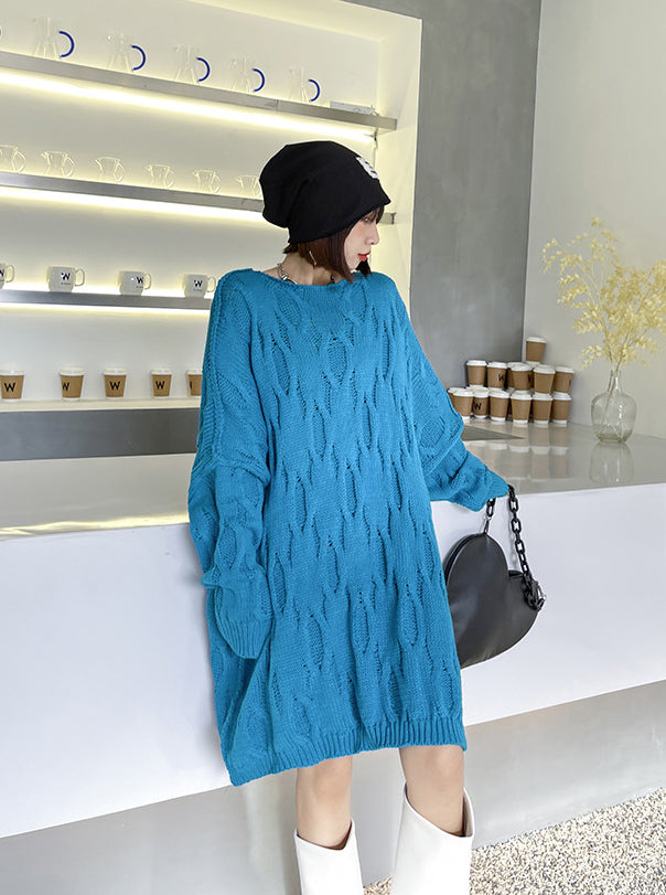 Loose Long Sleeve Solid Color Knitted Sweater