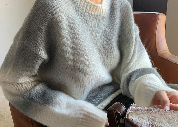 A Casual Crew-Neck Gradient Sweater