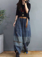 Loose Patchwork Loose Jeans Pants