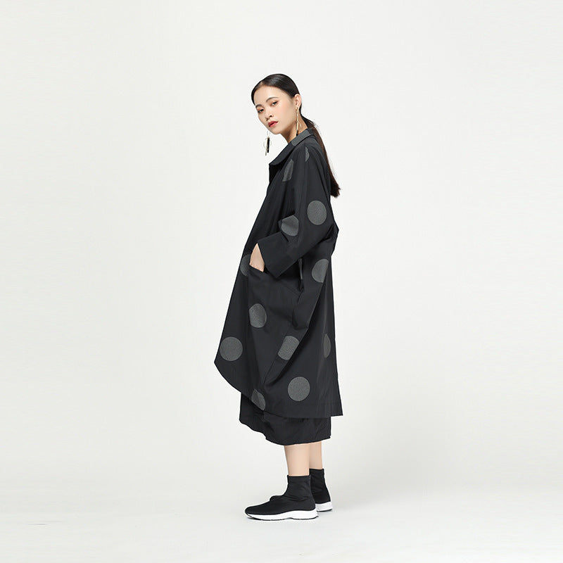 Retro Polka Dot Cloak Irregular Outwear