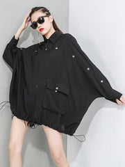 Loose Solid Color Cropped Bat Sleeve T-Shirt