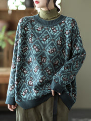 Retro Loose Jacquard Knitted Sweater