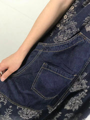 Pocket Denim Loose Back Jeans