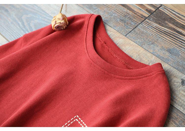 Loose Solid Color Drawstring Sweatshirt