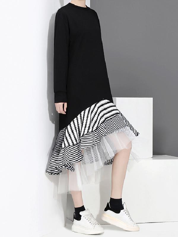 Fashion Chiffon Falbala Midi Dress