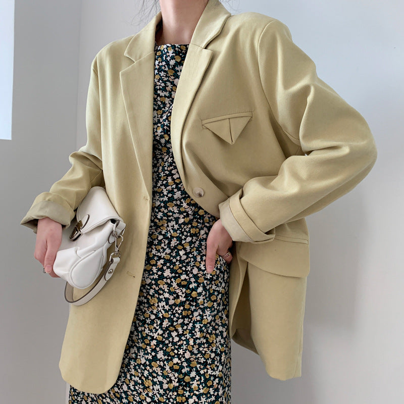 Retro Lapel Solid Color Suit Coats