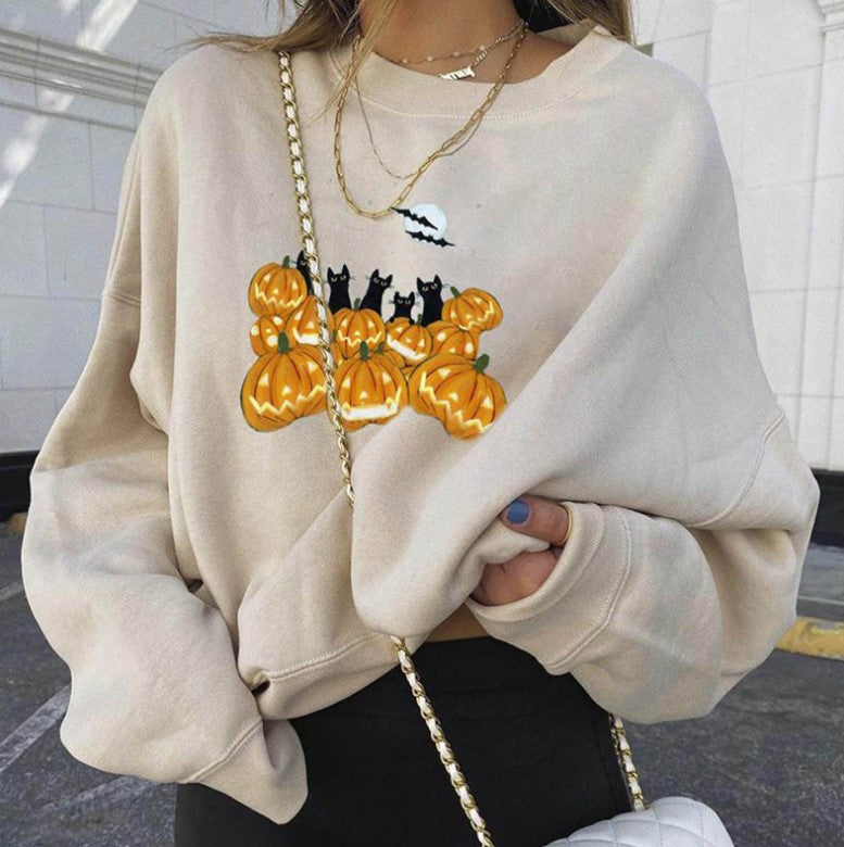 Retro Printed Halloween Sweatshirt