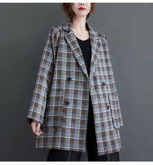 Women Retro Plaid Casual Jacket