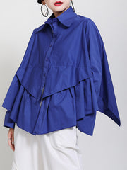 Women Irregular Pleated Shirt