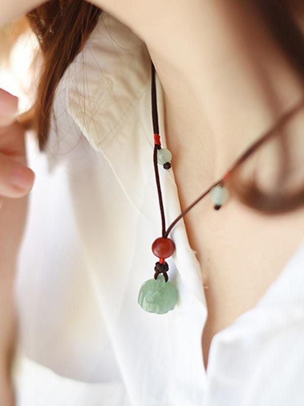 Ethnic Vintage Jade Pendant Necklace