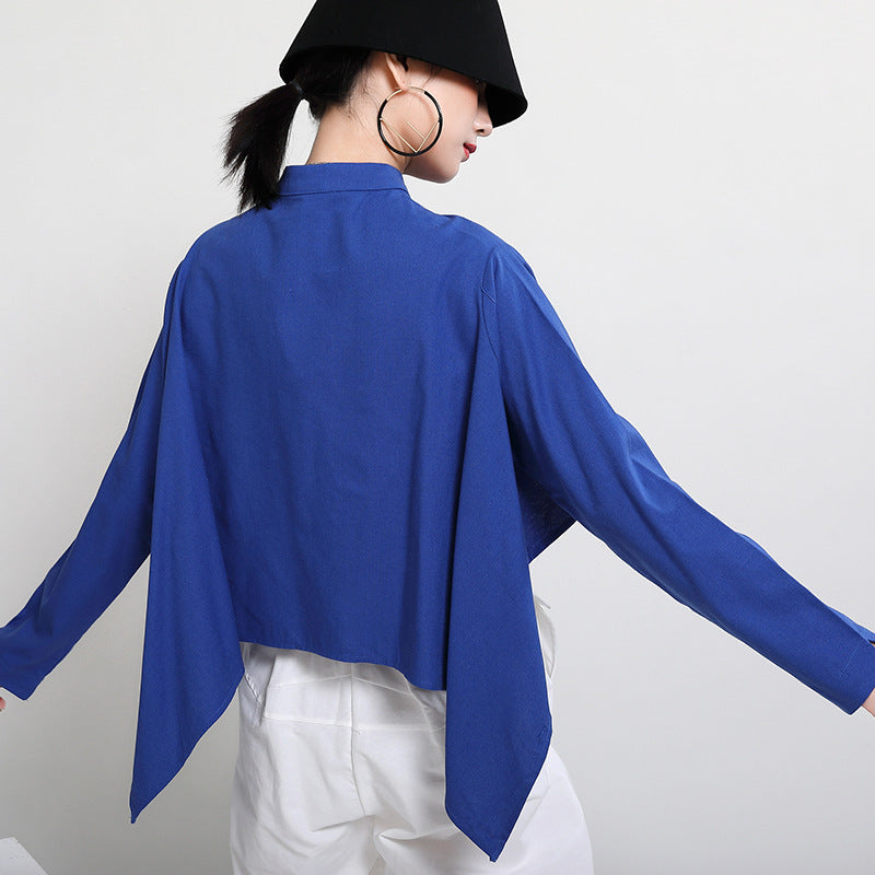 Women Irregular Pleated Shirt