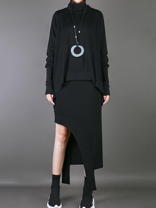 Loose Solid Cropped Batwing Cloak